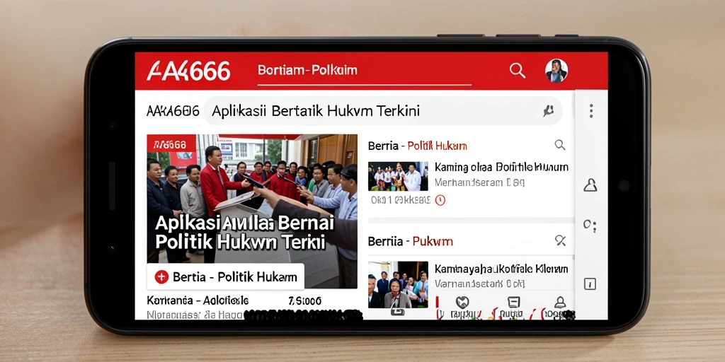 Tampilan utama aplikasi AA666 dengan konten politik dan hukum.