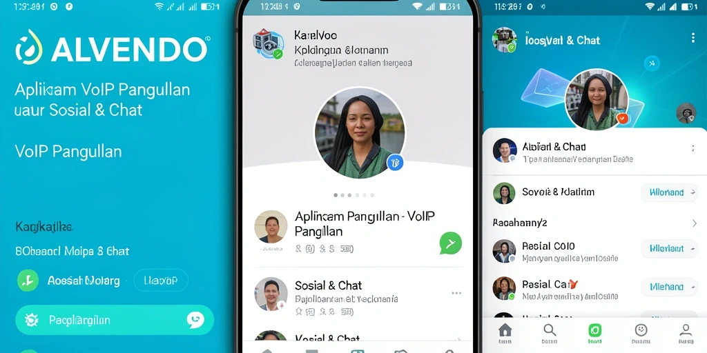 Tampilan antarmuka ALVENDO untuk panggilan VoIP yang intuitif.