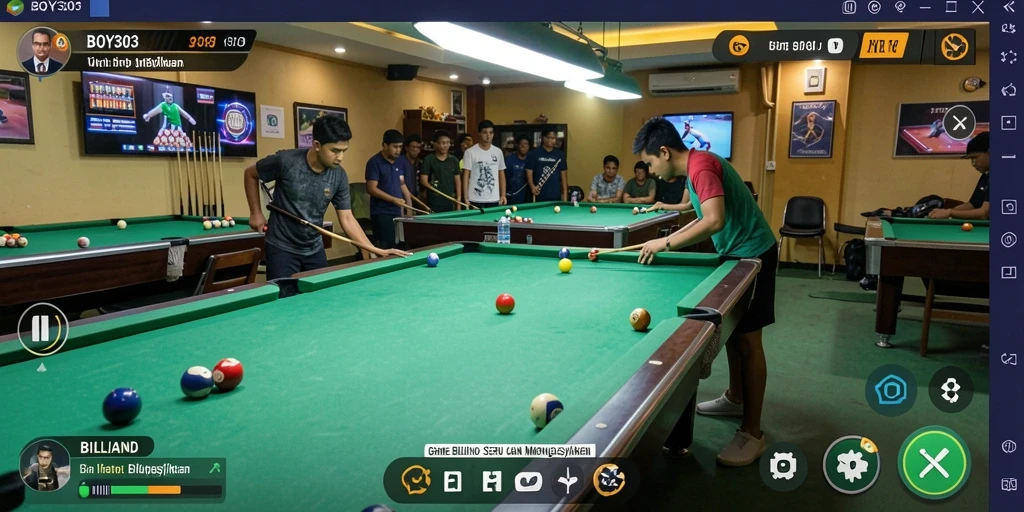 Tampilan antarmuka menarik dari permainan Billiard BOY303.